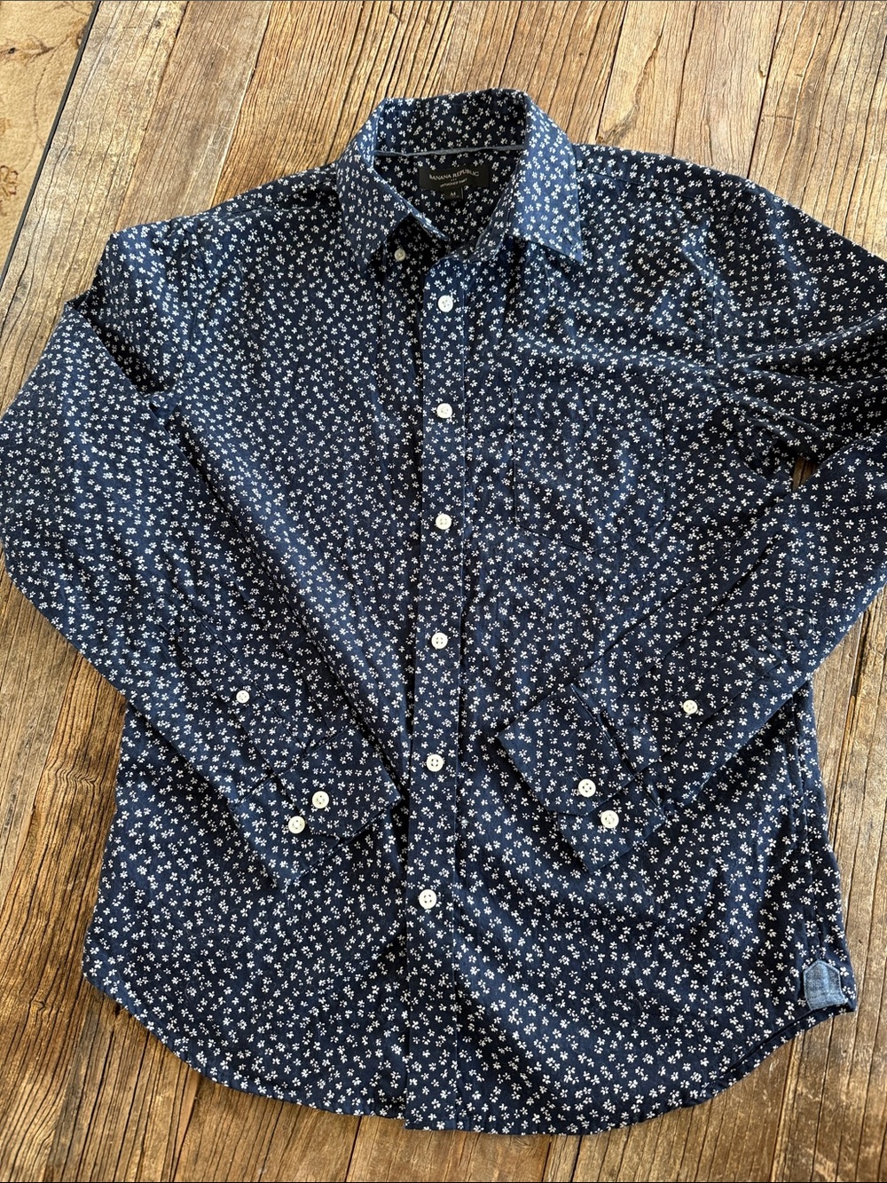 Banana Republic Men's Navy Button-Down Untucked Shirt